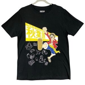 NEW One Piece Tokyo Akihabara Luffy Graphic Tee Shirt Japan Sz L Black